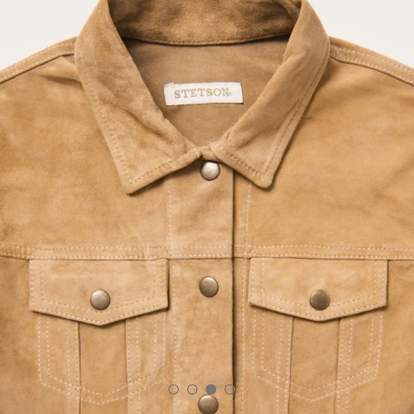 NWT In Packaging Stetson Tan Brown Jacket SUEDE DENIM SHIRT JACKET Size Large - Picture 2 of 7